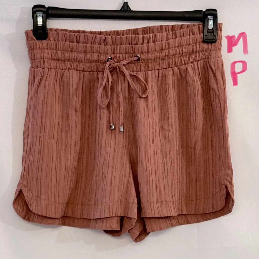 Soho High-Waist Drawstring Shorts in Dusty Rose